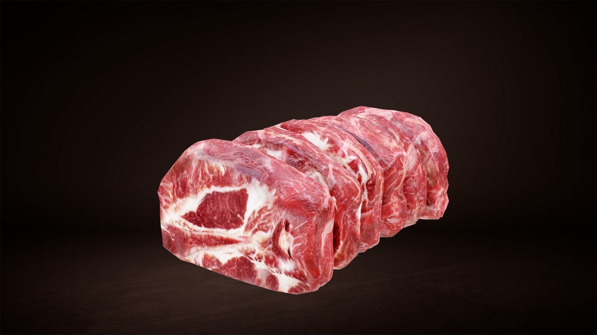Backbone cute of meat Low-poly 3D model_5