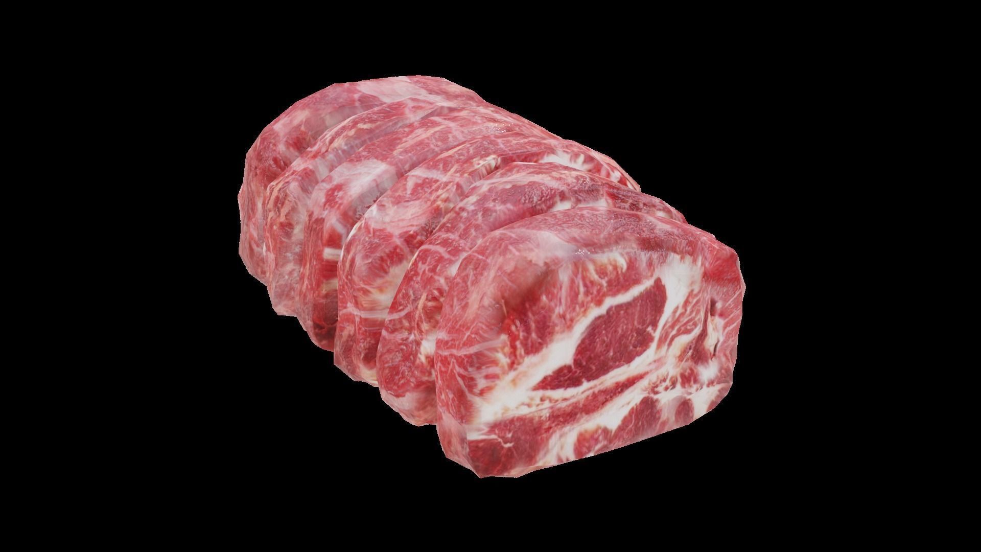 Backbone cute of meat Low-poly 3D model_4