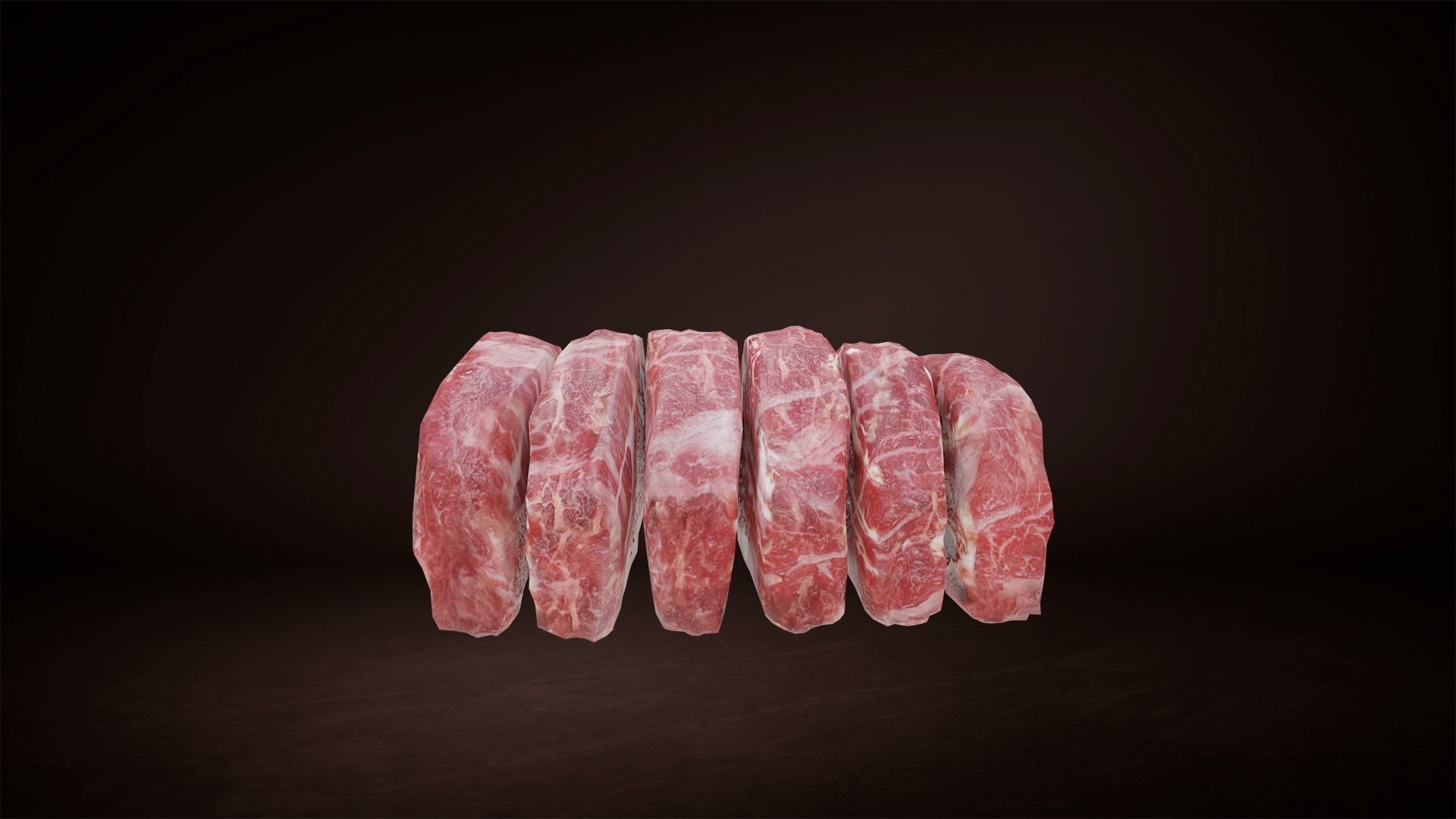 Backbone cute of meat Low-poly 3D model_8
