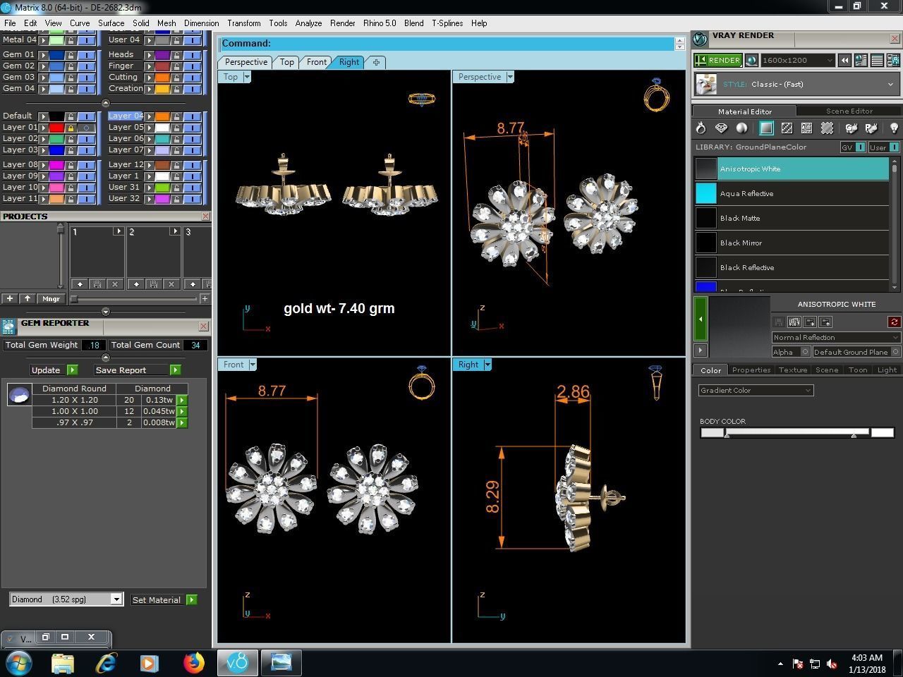 Women earrings 3D print model_1