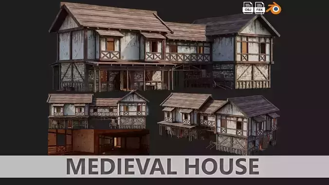 Medieval House 35 PBR 4K GameReady Low-poly 3D model