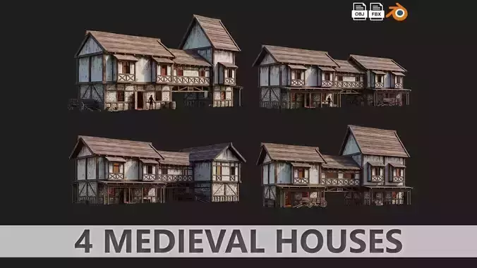 Medieval House PBR 4K GameReady Pack with Interiors 33 to 36