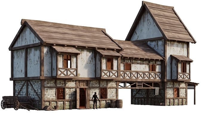 Medieval House PBR 4K GameReady Pack with Interiors 33 to 36 Low-poly 3D model 6