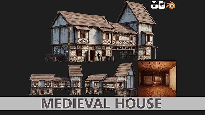 Medieval House PBR 4K GameReady Pack with Interiors 33 to 36 Low-poly 3D model 2