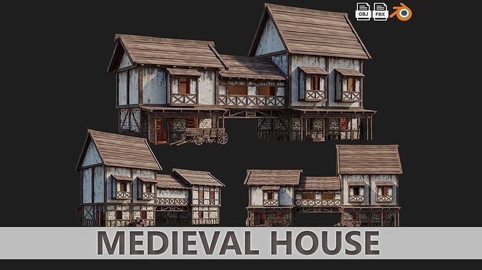 Medieval House PBR 4K GameReady Pack with Interiors 33 to 36 Low-poly 3D model 5