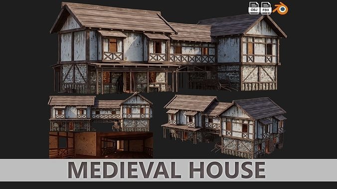Medieval House PBR 4K GameReady Pack with Interiors 33 to 36 Low-poly 3D model 4