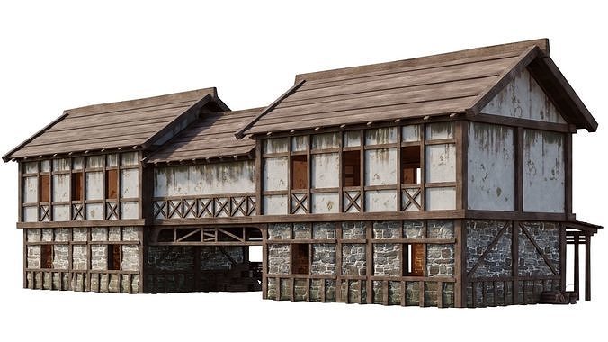 Medieval House PBR 4K GameReady Pack with Interiors 33 to 36 Low-poly 3D model 7