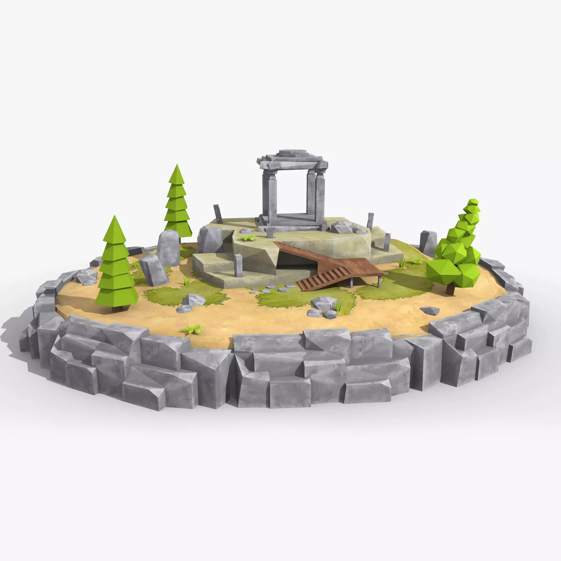 Island cartoon x1  Low-poly 3D model_0