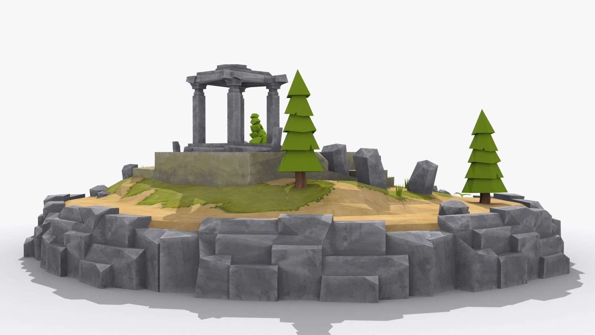 Island cartoon x1  Low-poly 3D model_3