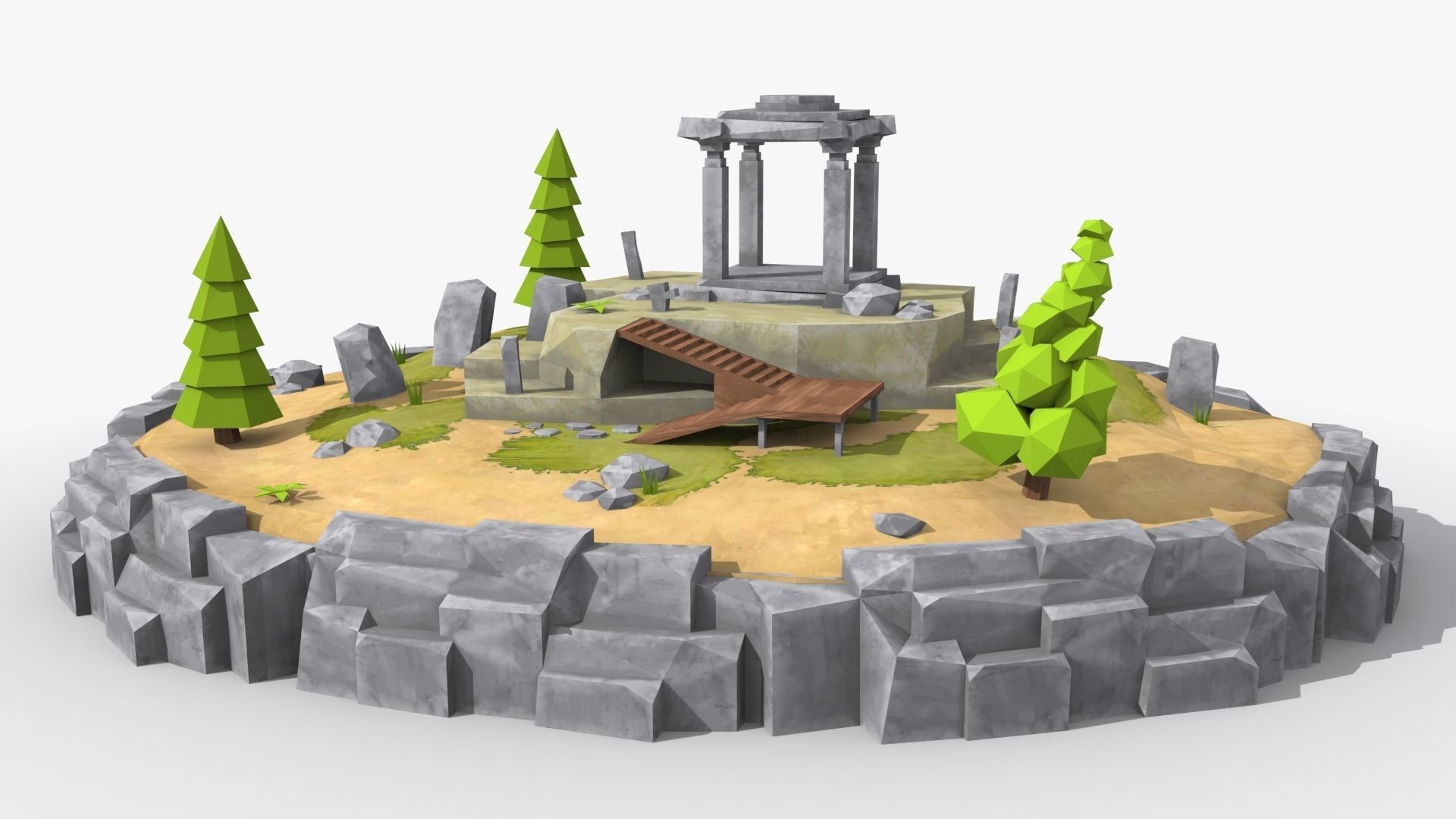 Island cartoon x1  Low-poly 3D model_1
