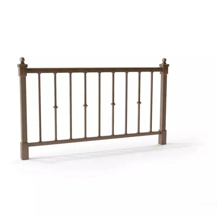 Retro Wooden Banister Railing 3D model_0