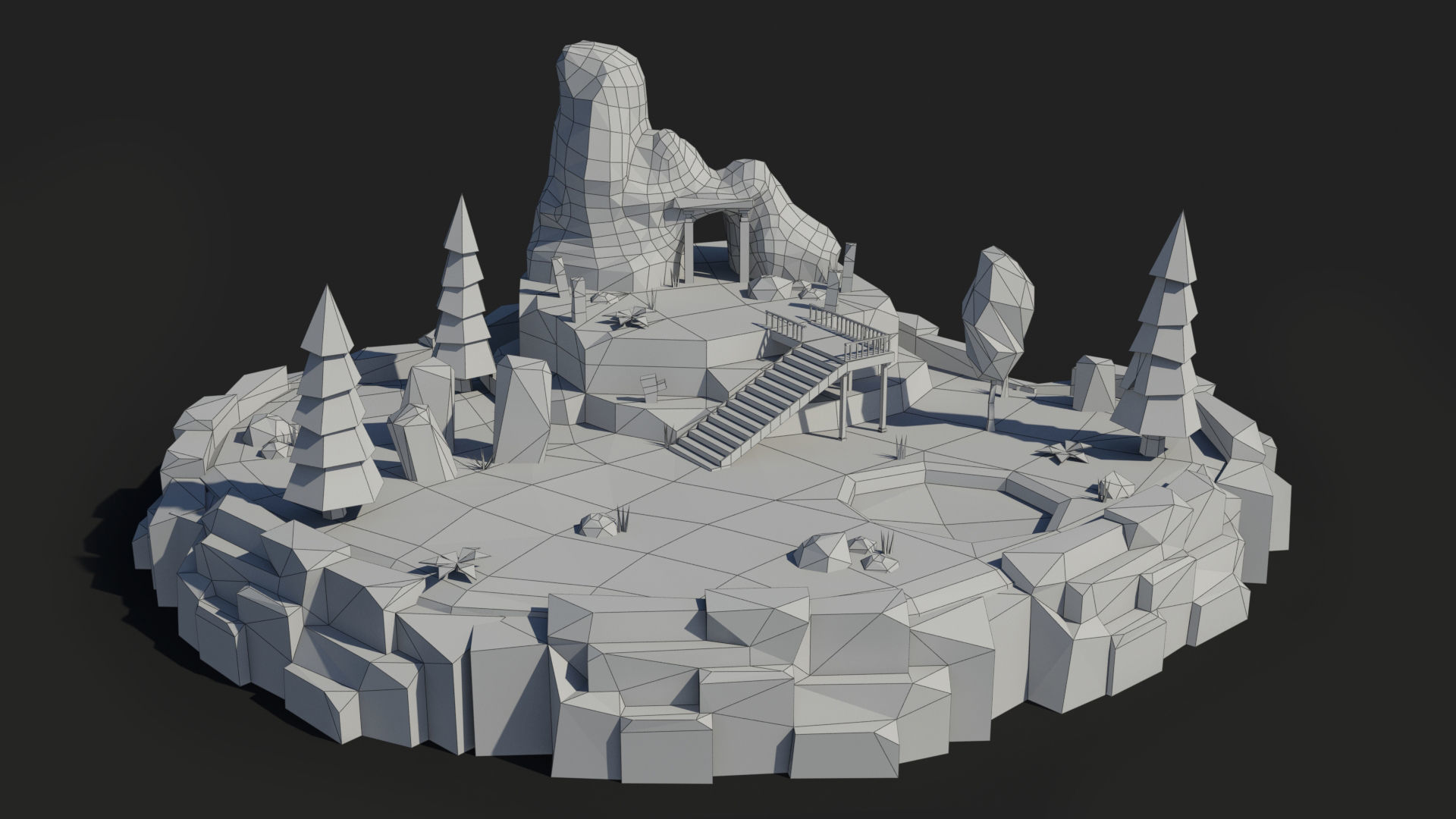 Island cartoon x2 Low-poly 3D model_4