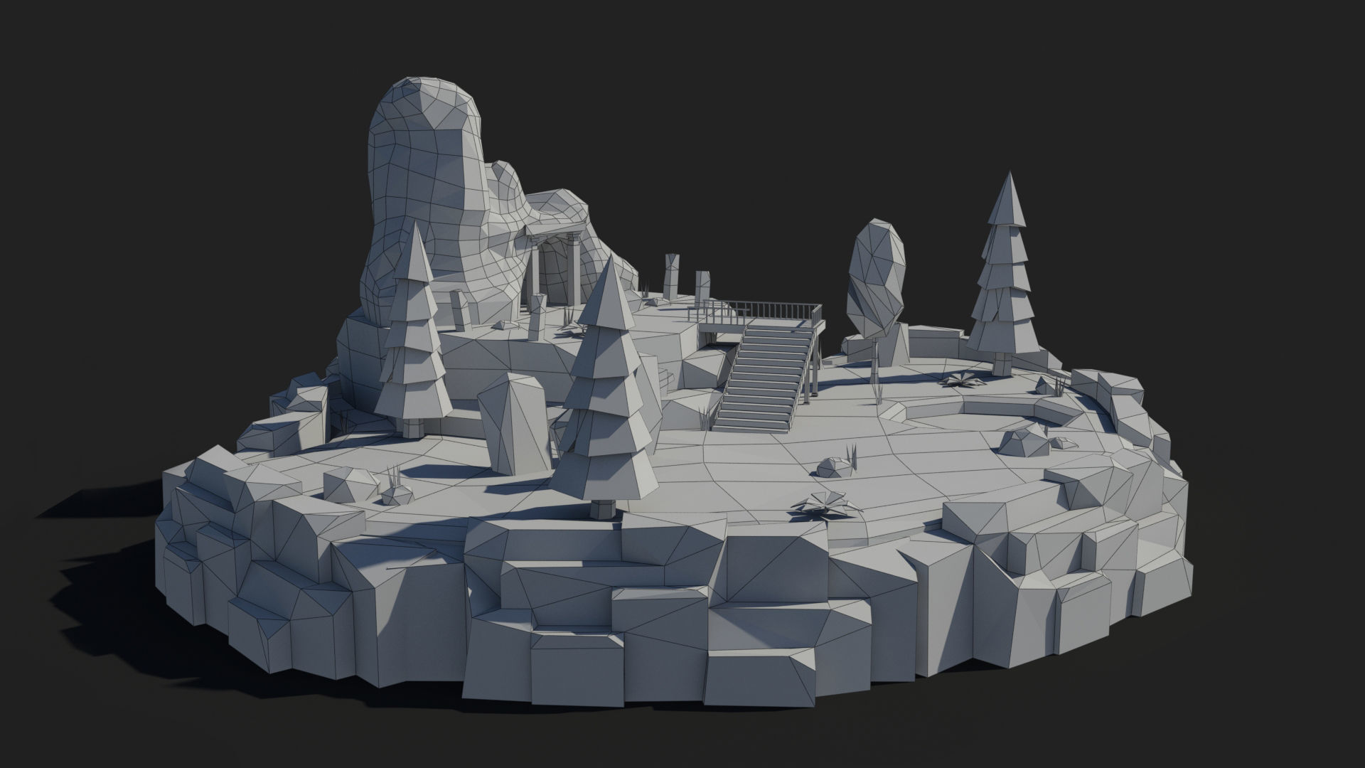 Island cartoon x2 Low-poly 3D model_6