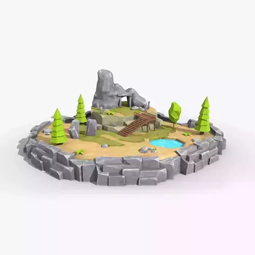 Island cartoon x2 Low-poly 3D model