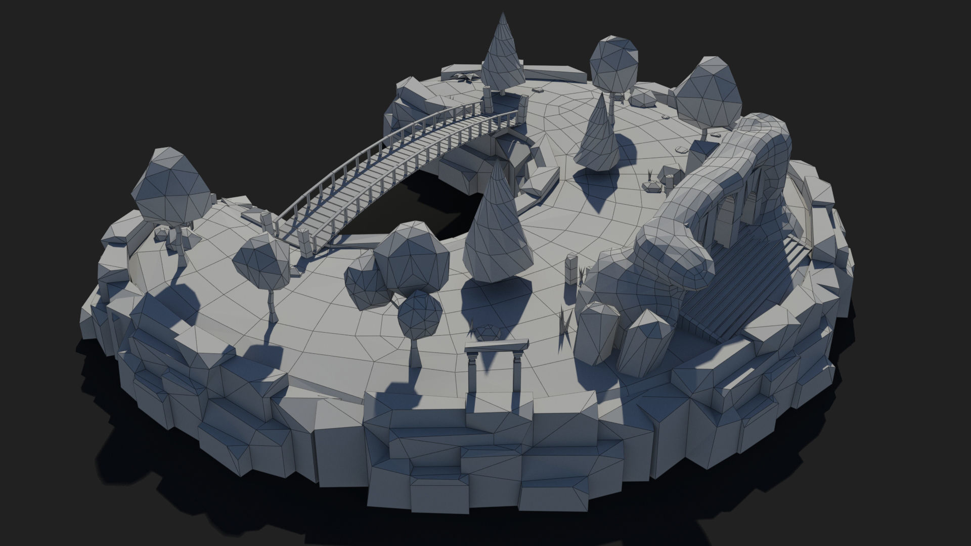 Island cartoon x3 Low-poly 3D model_6