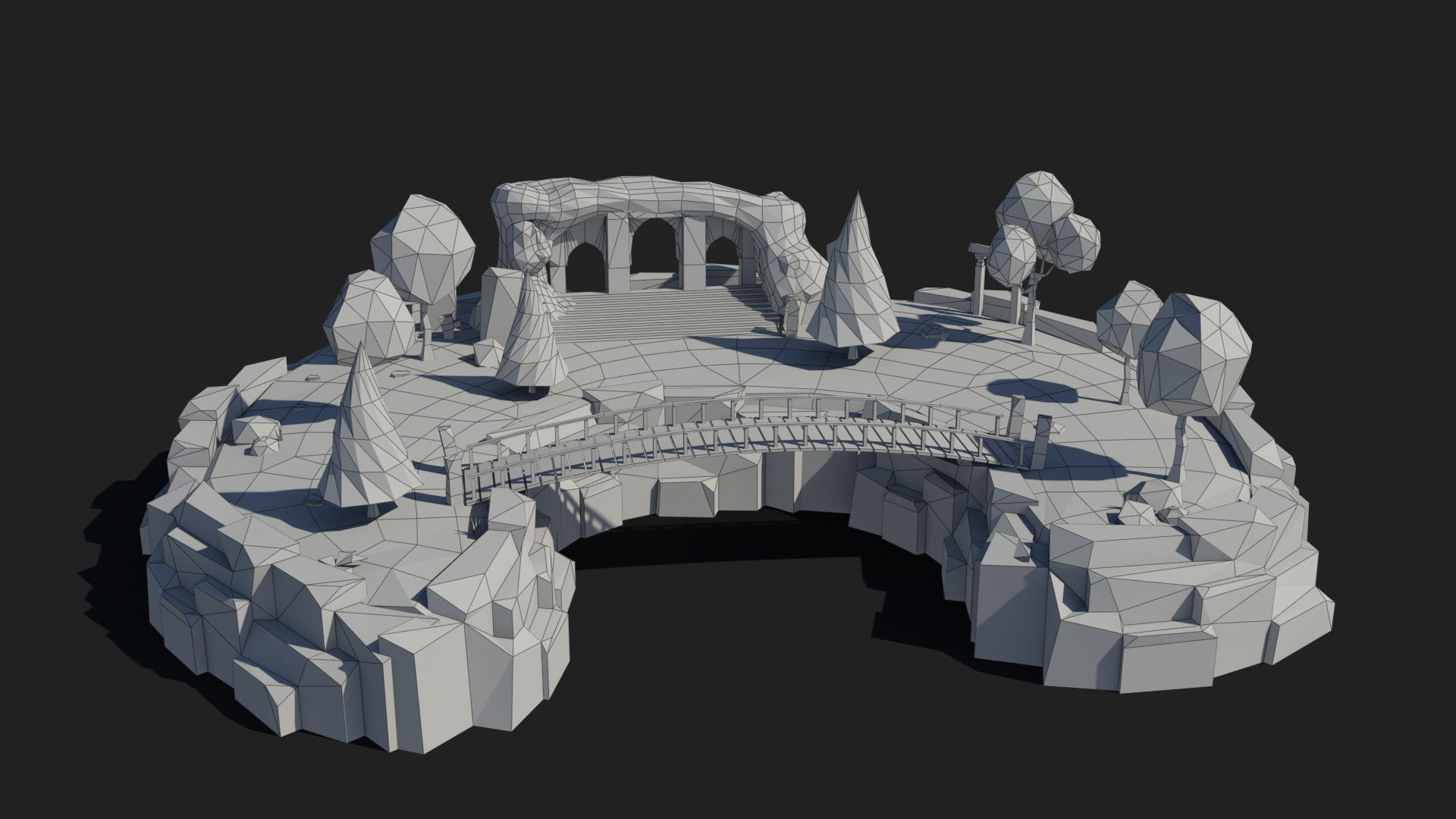 Island cartoon x3 Low-poly 3D model_4