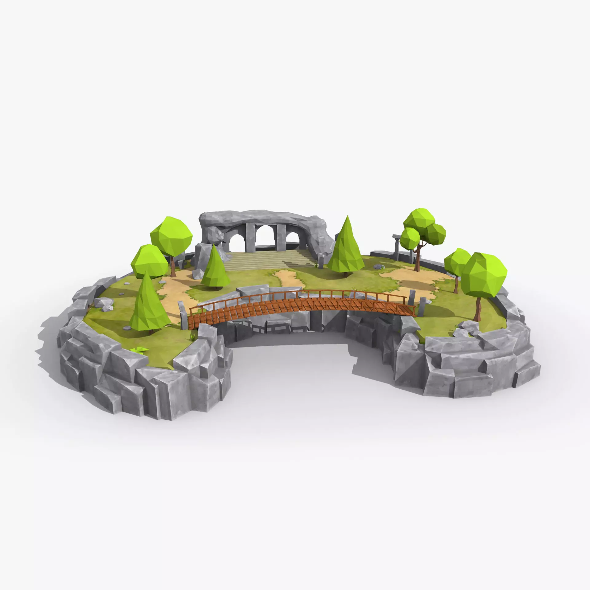 Island cartoon x3 Low-poly 3D model_0