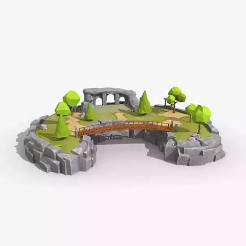 Island cartoon x3 Low-poly 3D model
