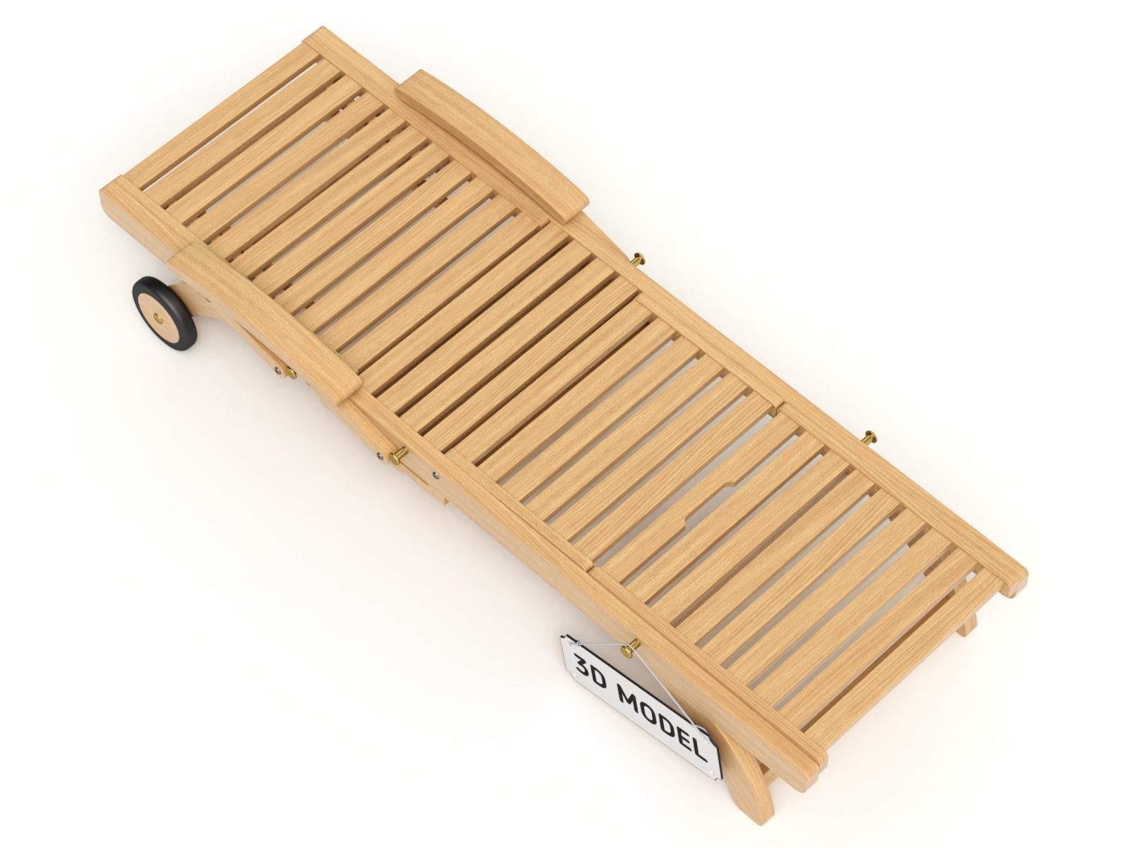 Wooden Sun Lounger 3D model_13