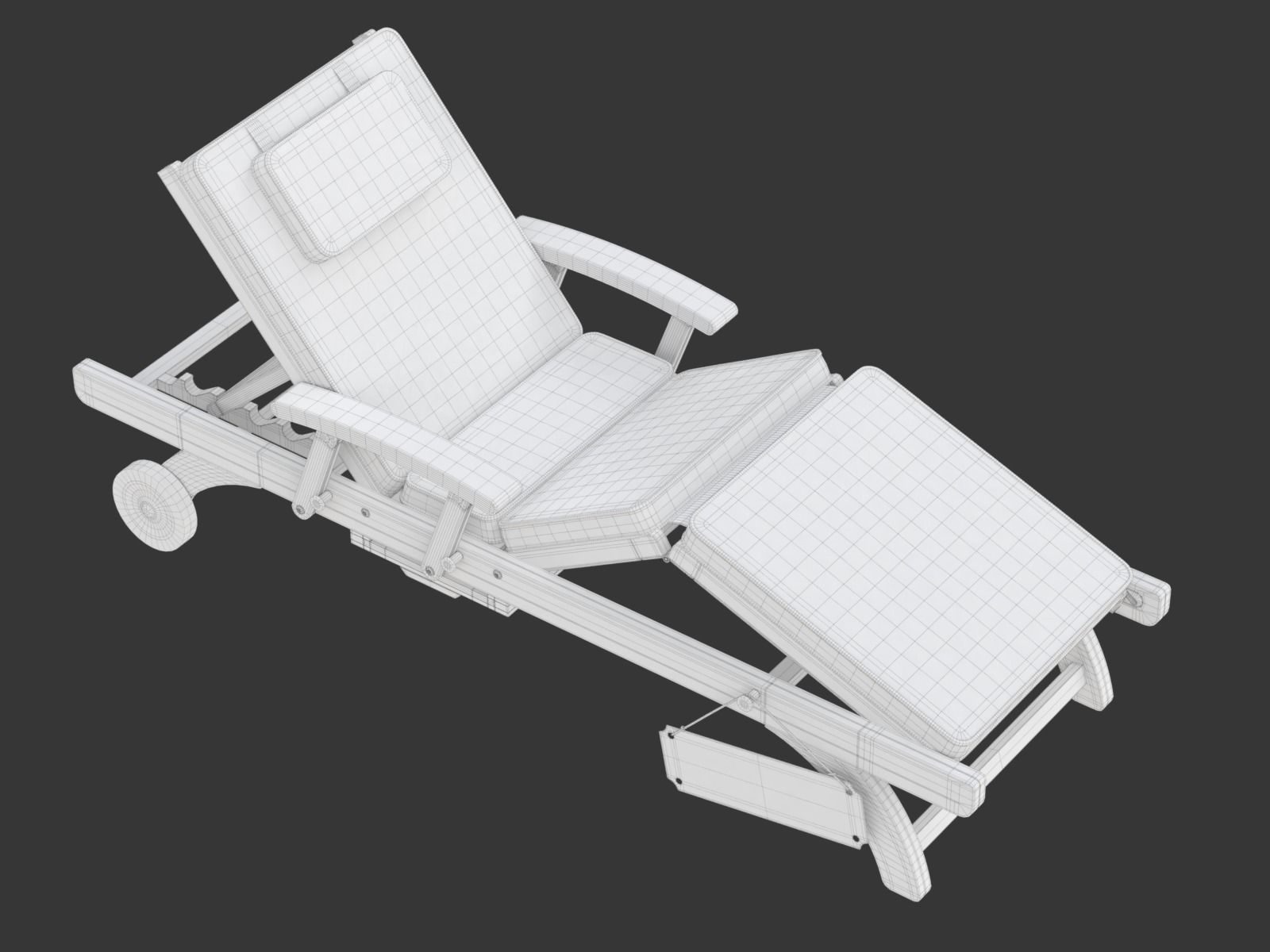 Wooden Sun Lounger 3D model_23