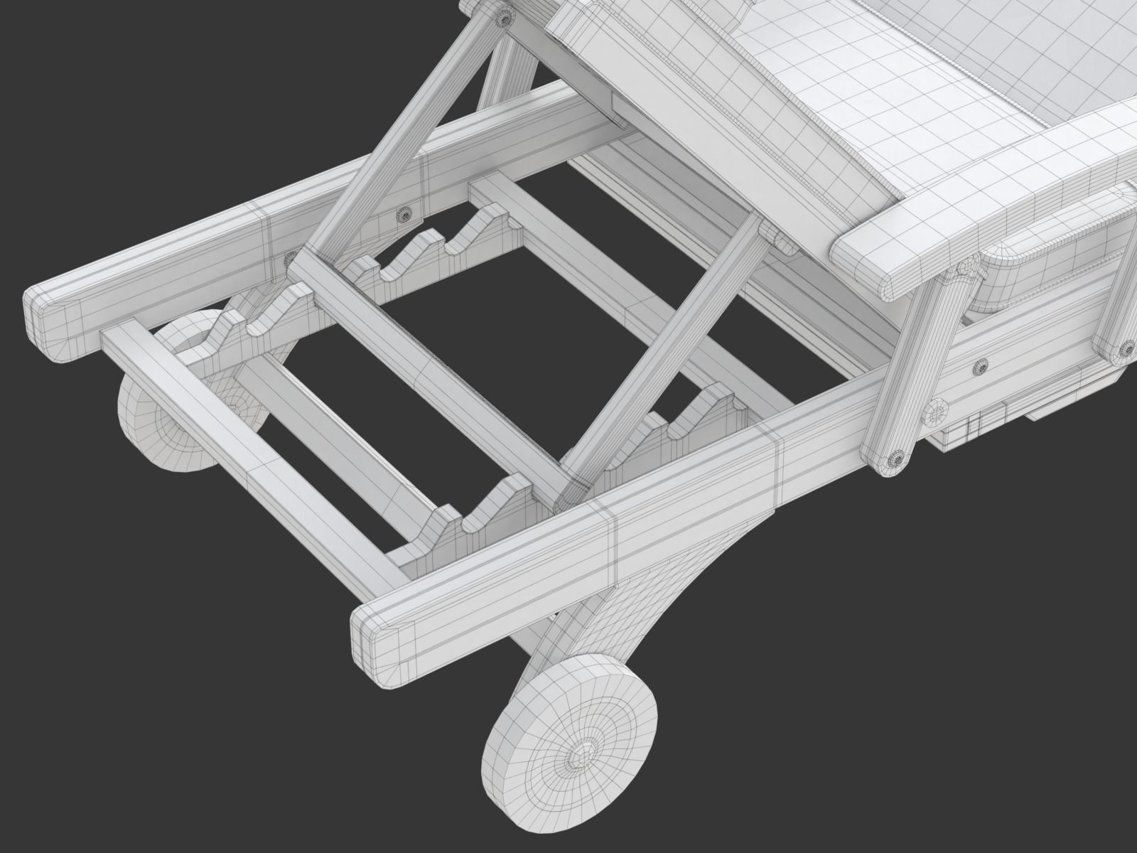 Wooden Sun Lounger 3D model_25