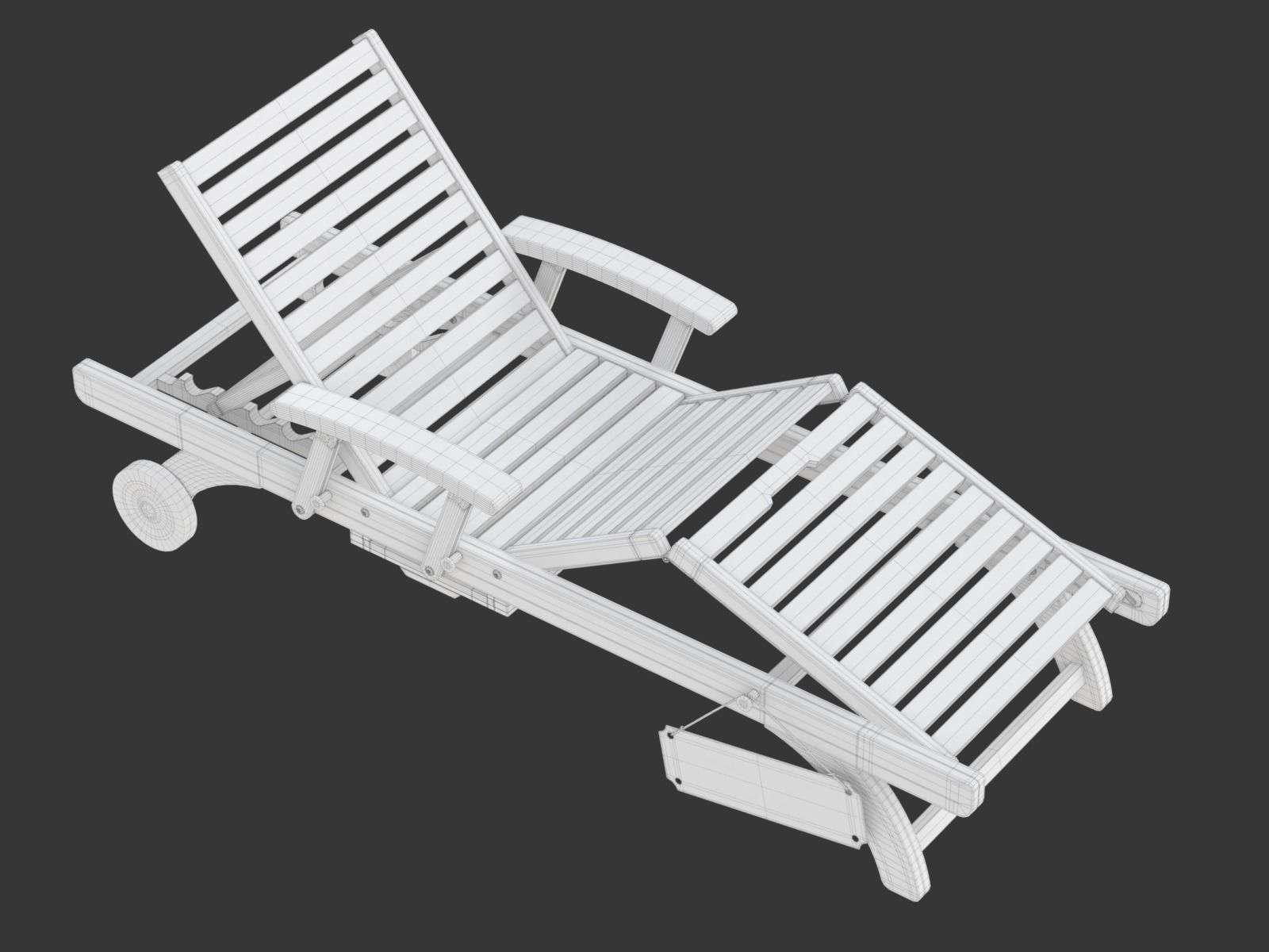 Wooden Sun Lounger 3D model_24
