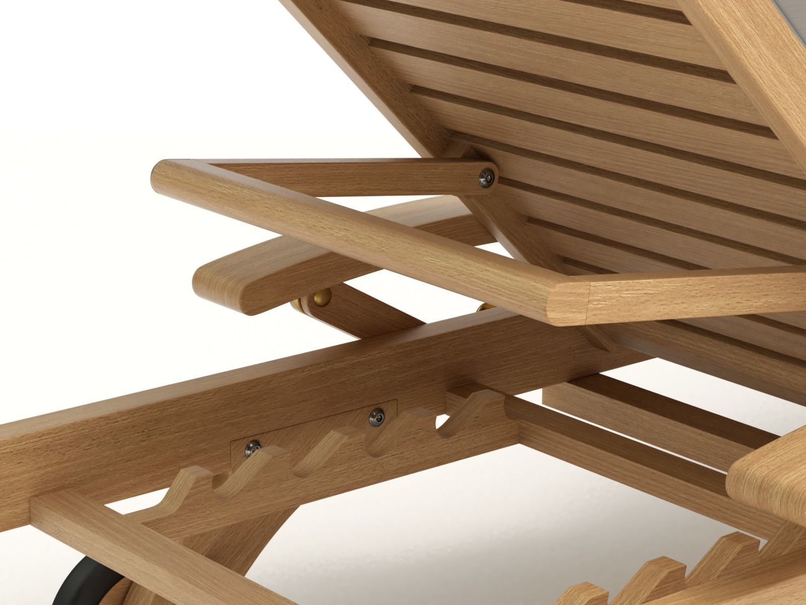 Wooden Sun Lounger 3D model_15