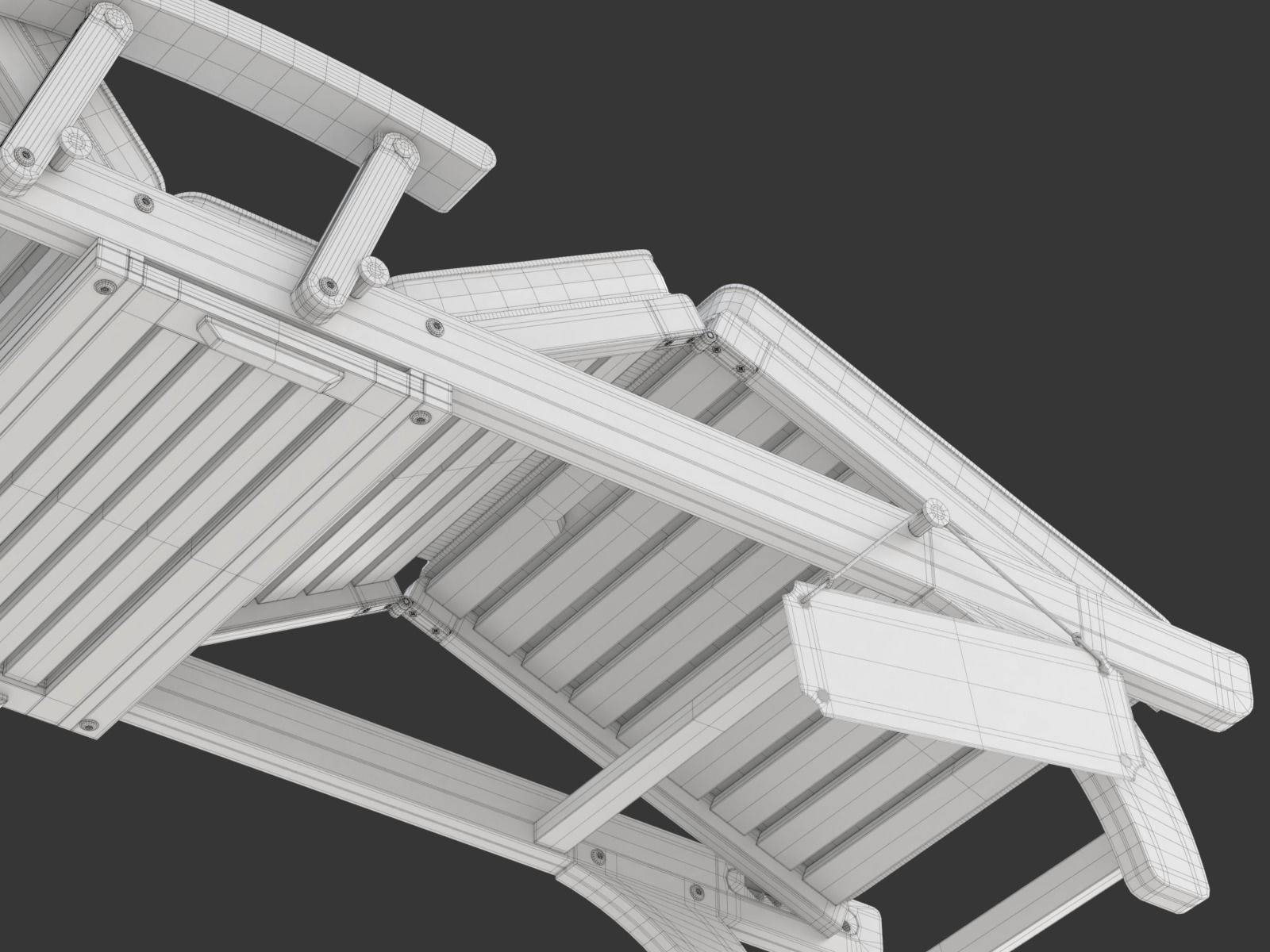 Wooden Sun Lounger 3D model_27