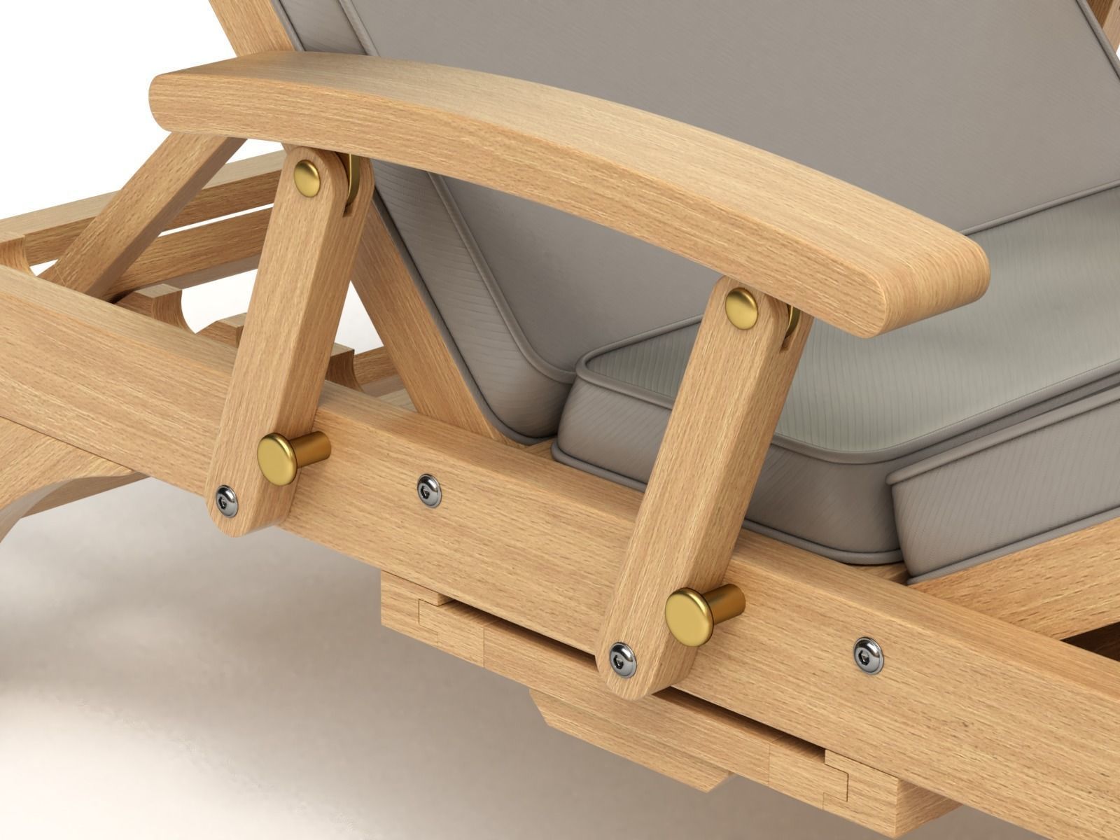 Wooden Sun Lounger 3D model_16