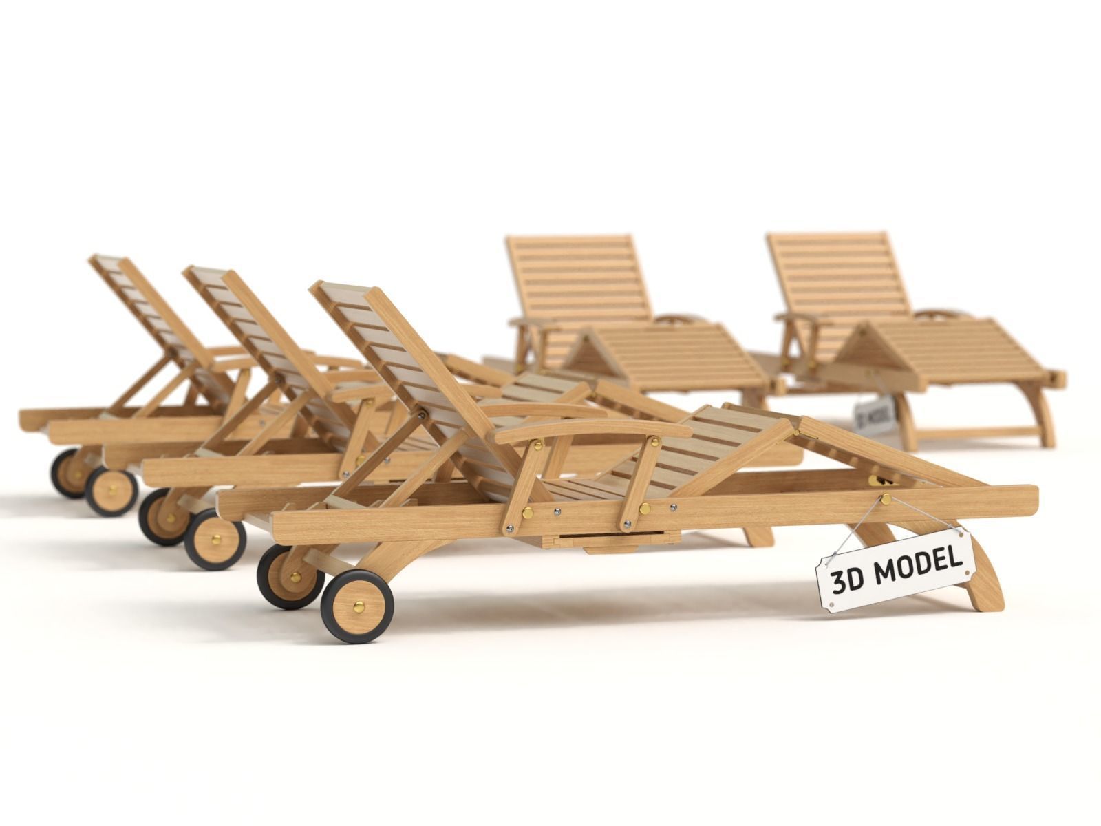 Wooden Sun Lounger 3D model_3