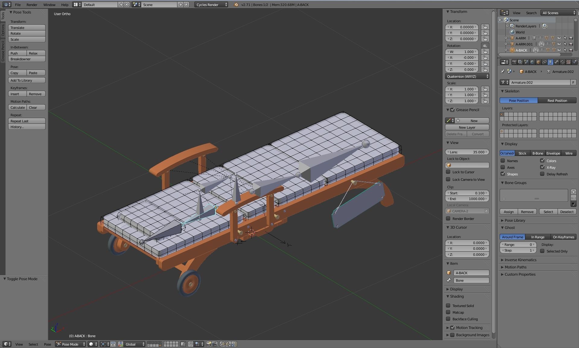 Wooden Sun Lounger 3D model_17