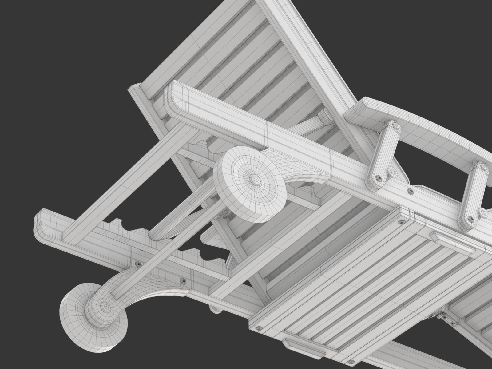 Wooden Sun Lounger 3D model_26