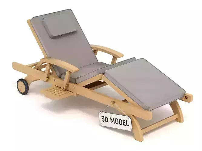Wooden Sun Lounger 3D model