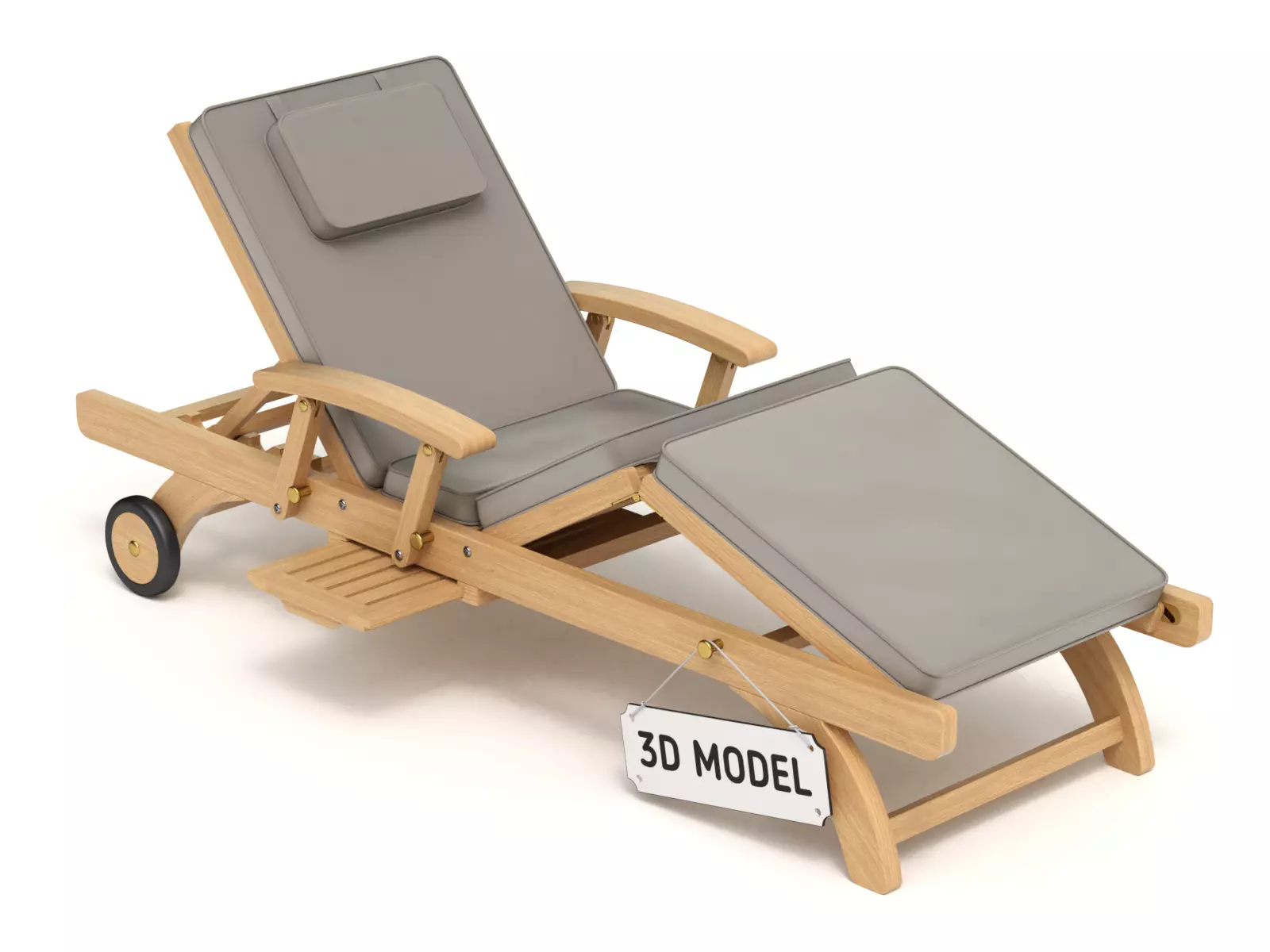 Wooden Sun Lounger 3D model_0