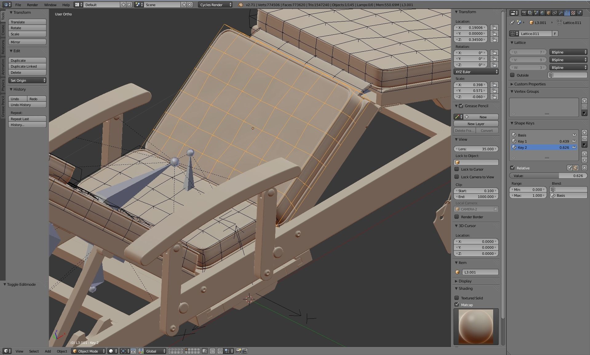 Wooden Sun Lounger 3D model_19