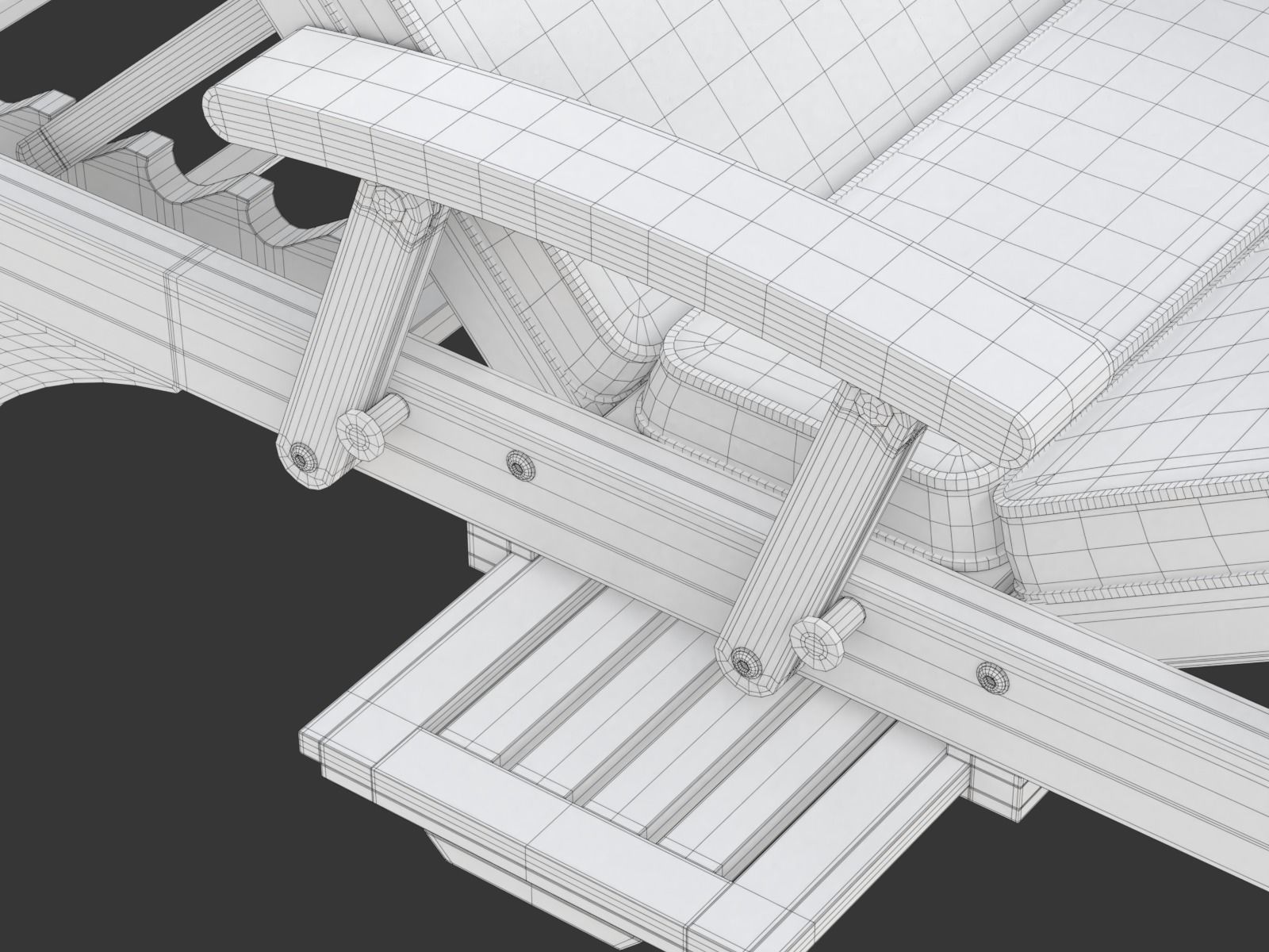 Wooden Sun Lounger 3D model_29