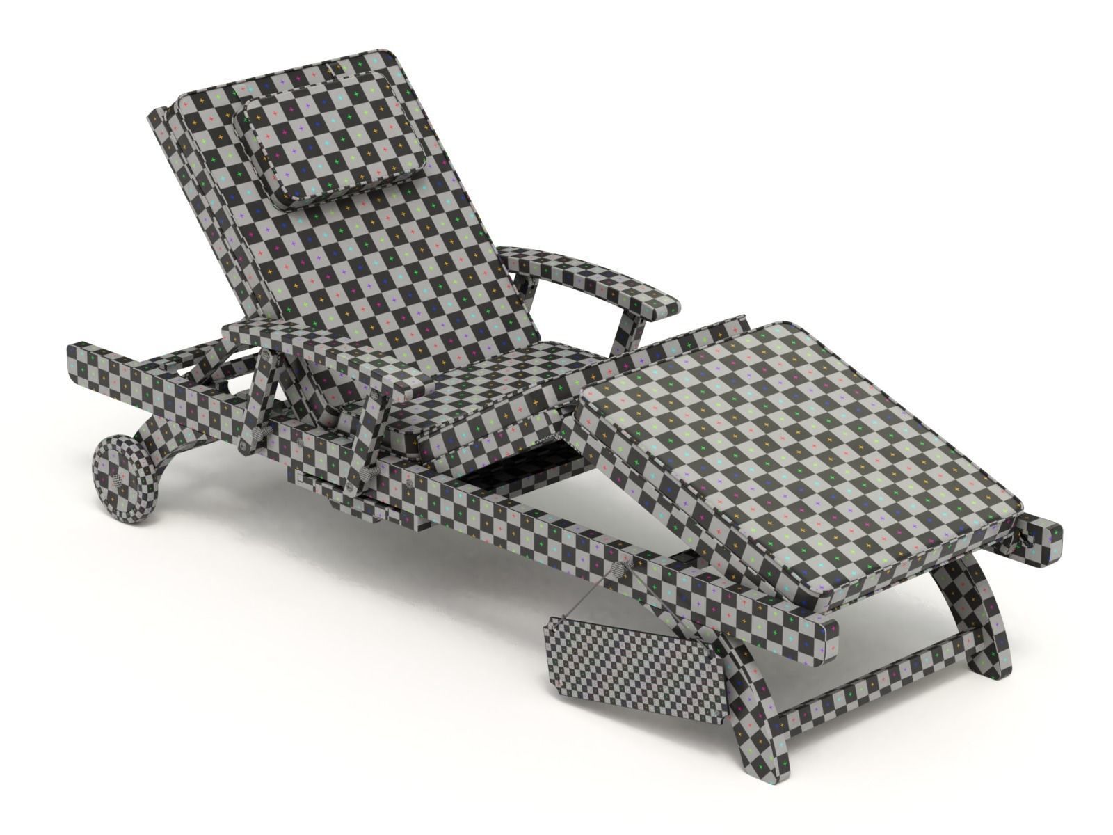 Wooden Sun Lounger 3D model_21