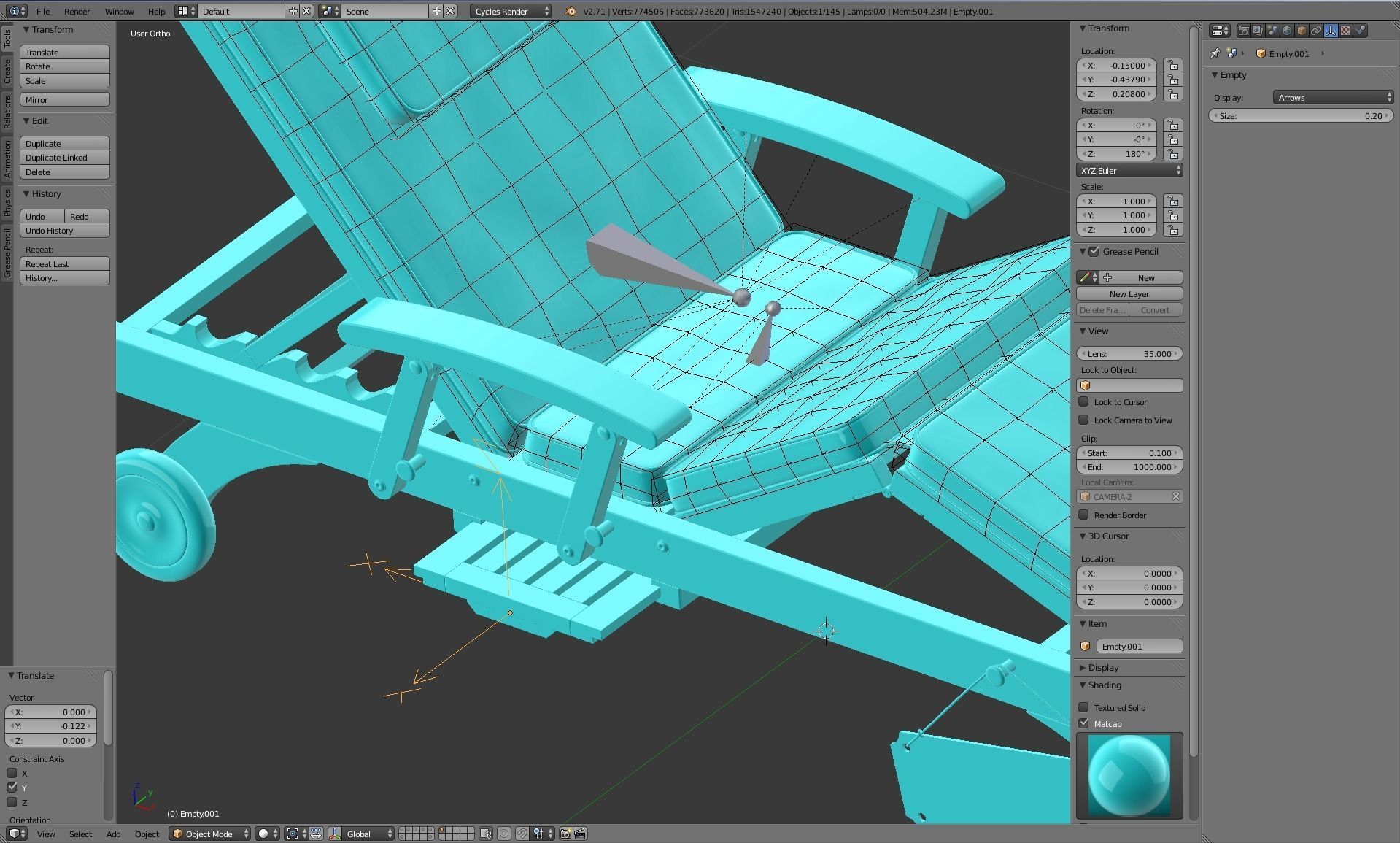 Wooden Sun Lounger 3D model_18