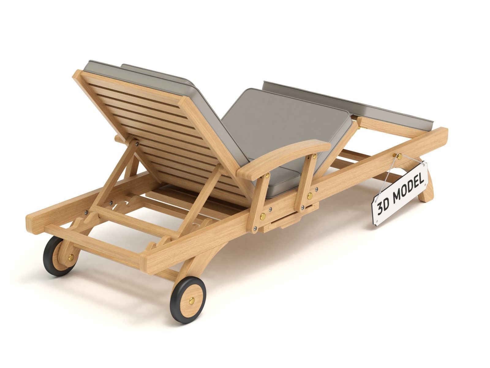 Wooden Sun Lounger 3D model_1