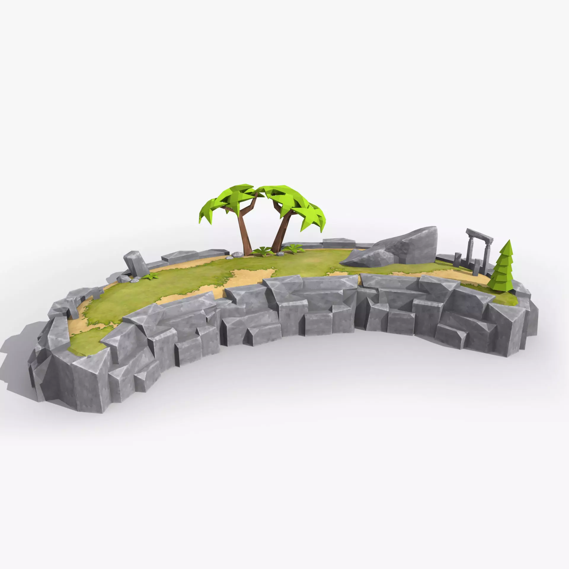 Island cartoon x4 Low-poly 3D model_0