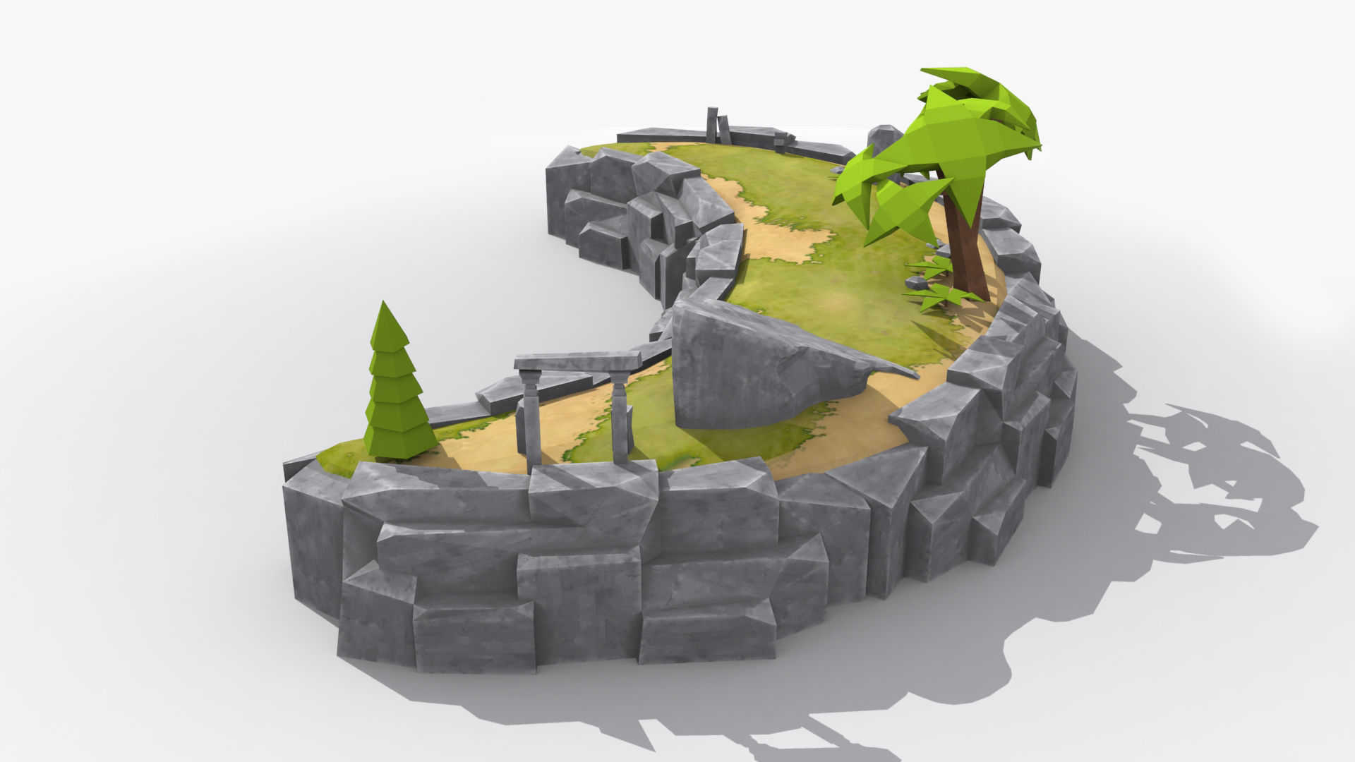 Island cartoon x4 Low-poly 3D model_2