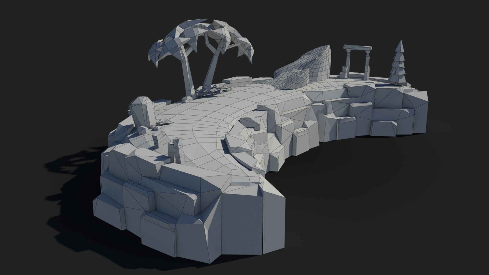 Island cartoon x4 Low-poly 3D model_6