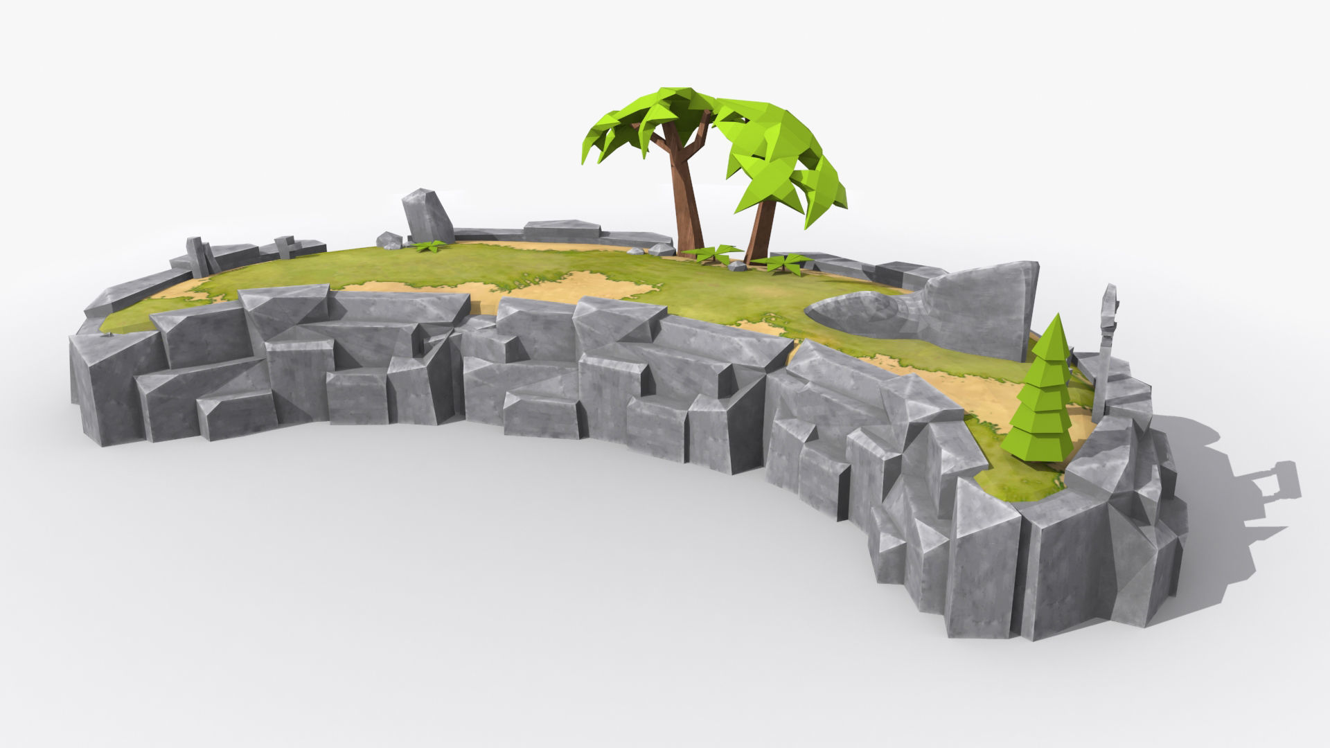 Island cartoon x4 Low-poly 3D model_1