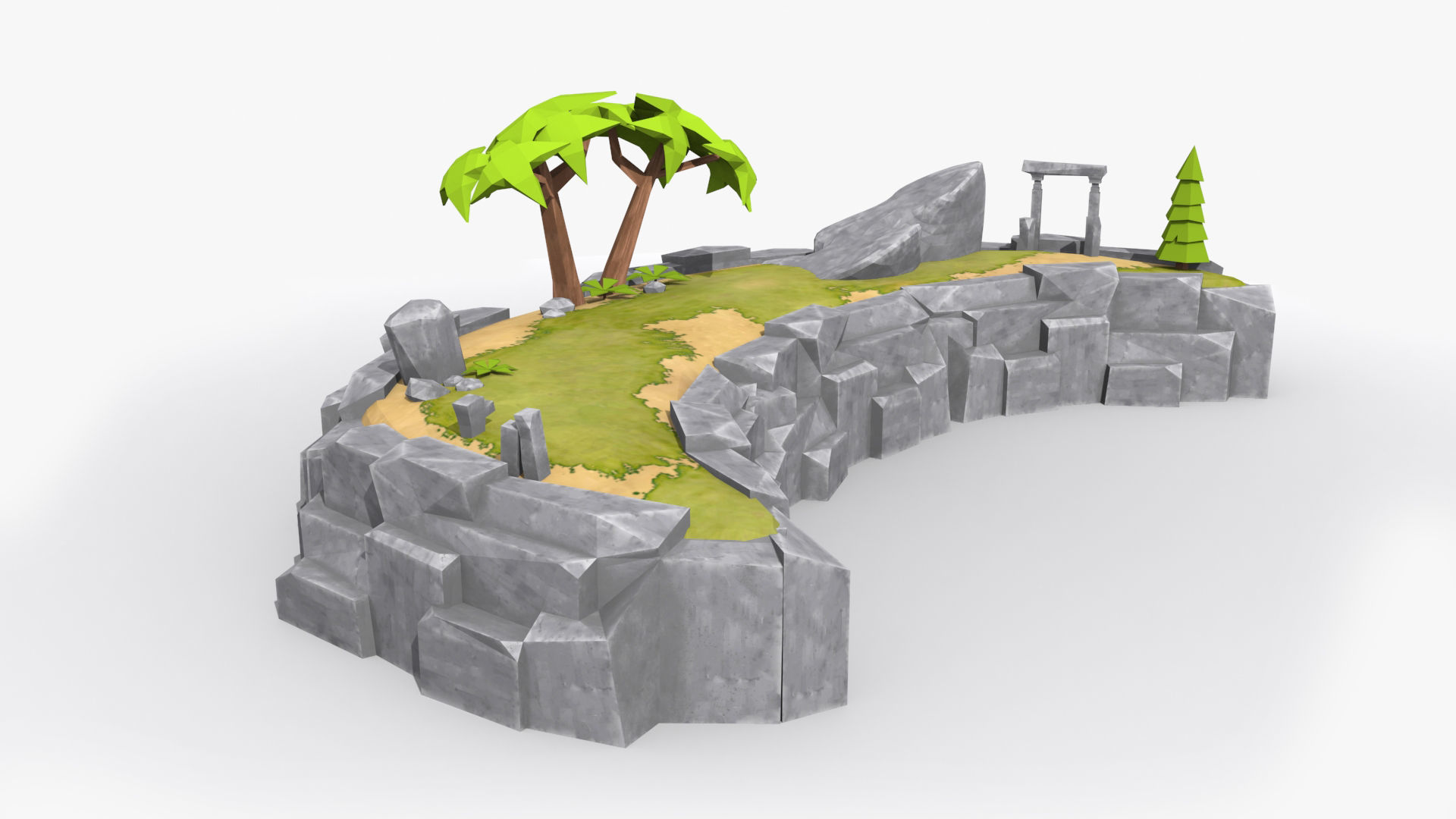 Island cartoon x4 Low-poly 3D model_3