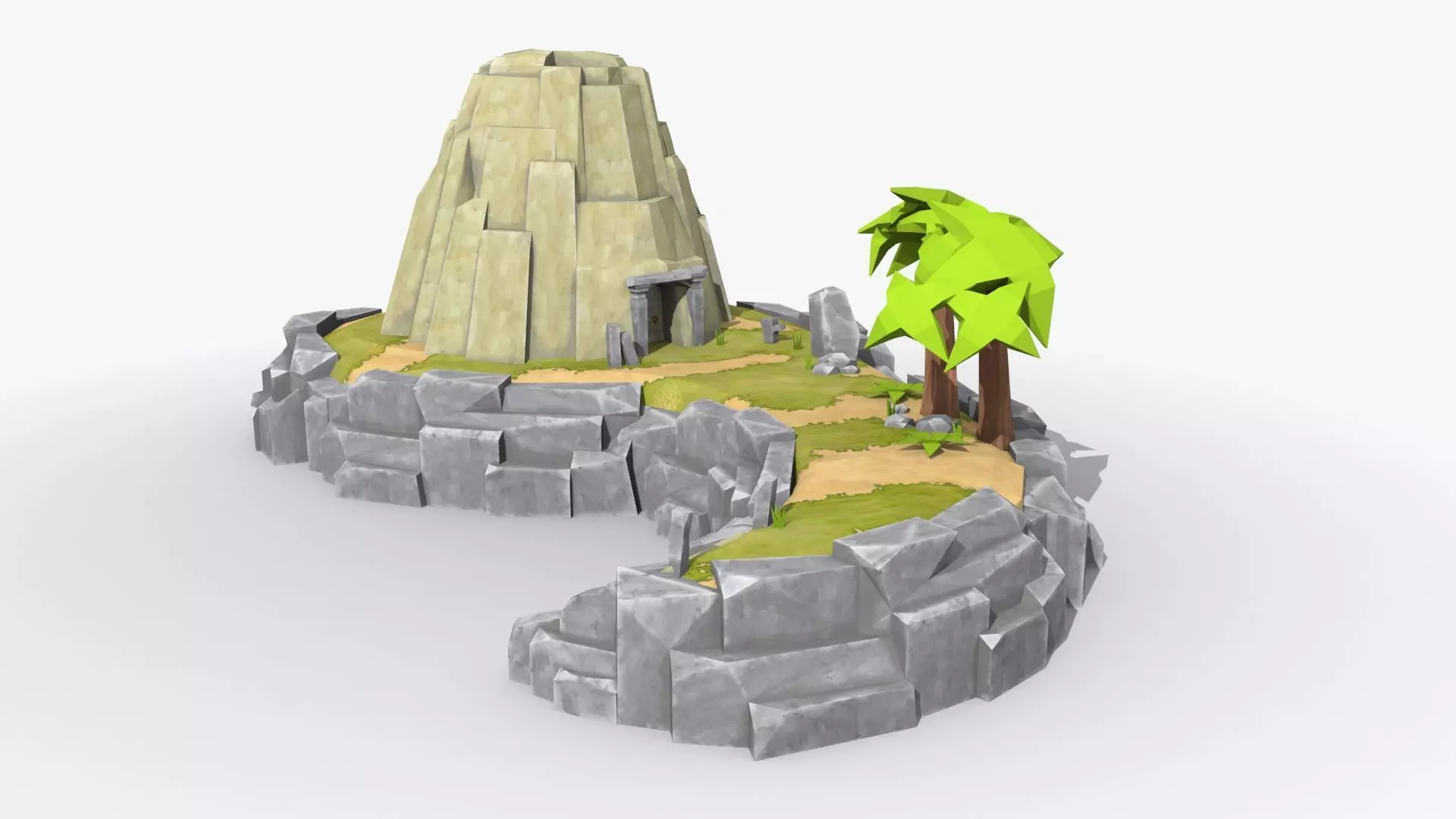 Island cartoon x5 Low-poly 3D model_0