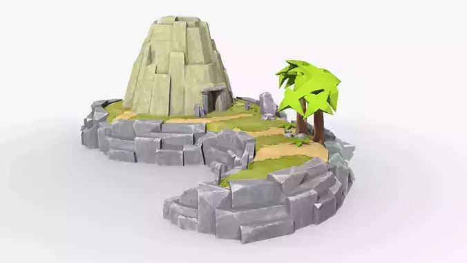 Island cartoon x5 Low-poly 3D model