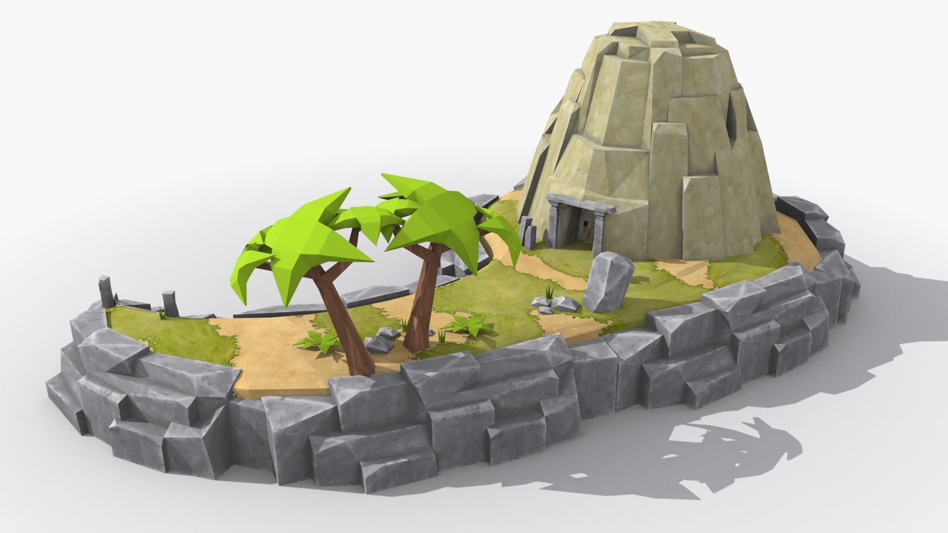 Island cartoon x5 Low-poly 3D model_3