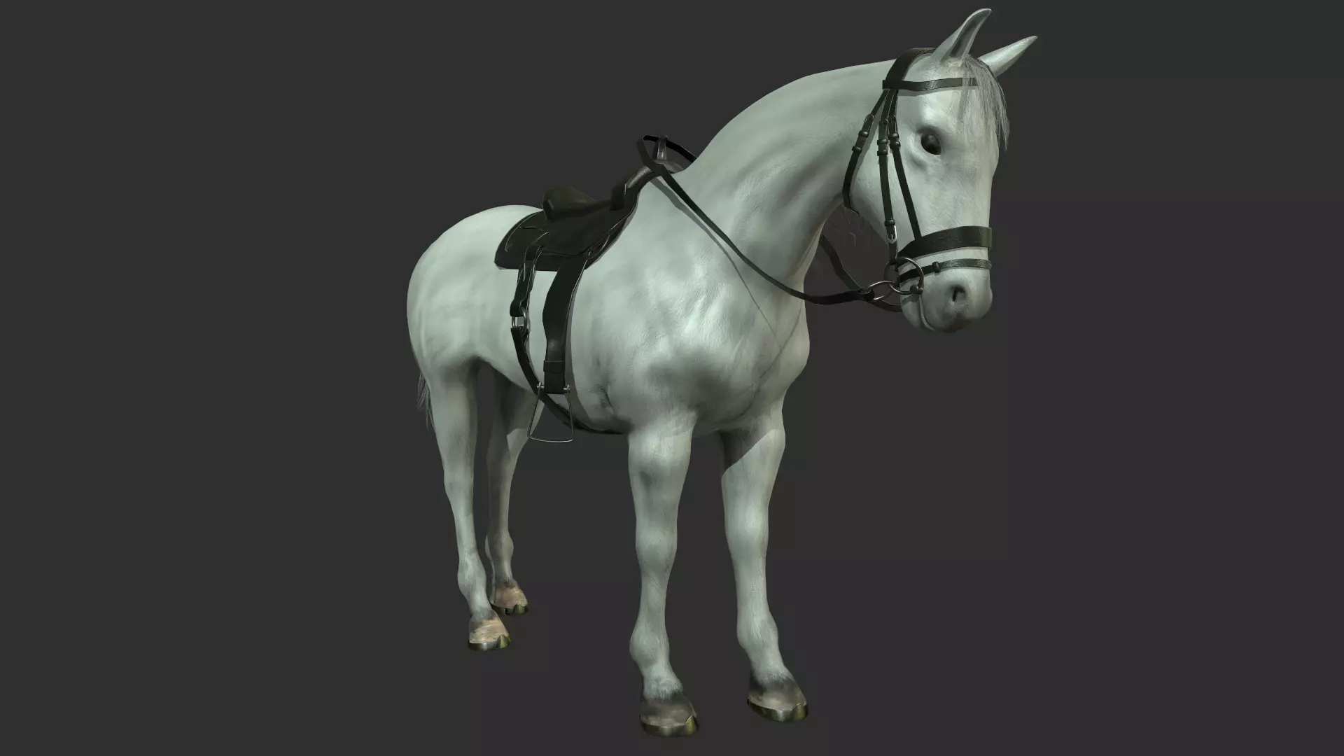 Horse with saddle Low-poly 3D model