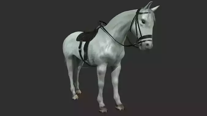 Horse with saddle Low-poly 3D model