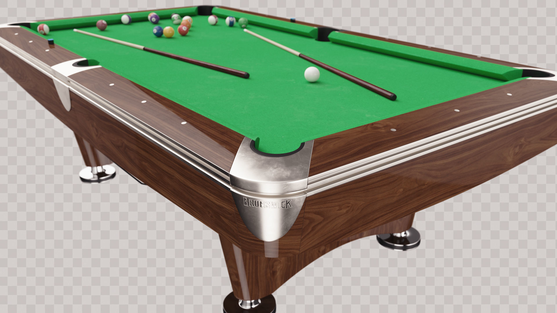 Brunswick Gold Crown Billiard Table Low-poly 3D model_11